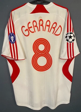 MENS FC LIVERPOOL 2007/2008 GERRARD #8 UEFA SOCCER FOOTBALL SHIRT JERSEY SIZE M Cover