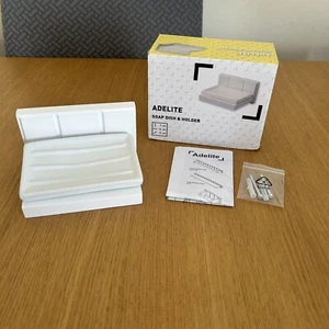 B&Q Adelite Soap Dish & Holder White New In Box Solid Pine & Ceramic 13x11x7cms - Picture 1 of 9
