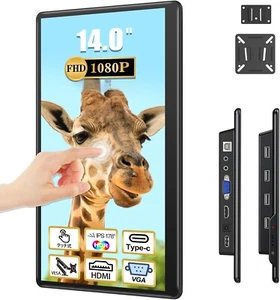 Touchscreen Externer Monitor,14 Zoll 1080P FHD VESA Mountable Portable Monitor - Bild 1 von 9