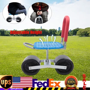 Rolling Garden Scooter Garden Cart Seat With Wheels 360 Swivel Seat Garden Stool - Picture 1 of 13