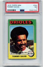 1975 TOPPS MINI BALTIMORE ORIOLES TOMMY DAVIS #564 PSA 7 NM