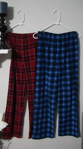 Cuddl Duds Red/Black Blue/Black Plaid Winter Fleece Pajama Pants Boys 14/16 Lot - Picture 1 of 22