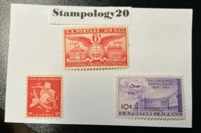 US Stamp#C38, C40, C42, Air Mail Stamps, MH, XF, OG 1949  - Image 1 of 2