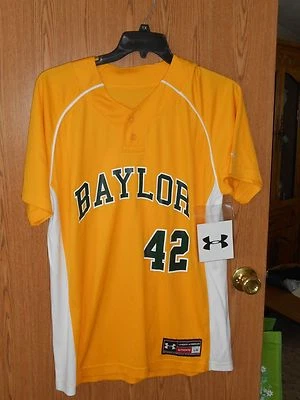 NWT BAYLOR BEARS GAME ISSUE BASEBALL JERSEY ADULT SIZE LARGE UNDER ARMOUR - Image 1 of 2