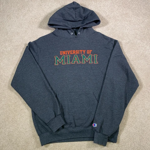 Miami University Hurricanes Sweatshirt Men Medium Gray Hoodie Pullover Sweater Cover