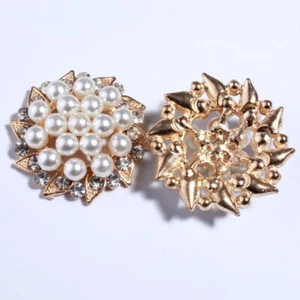12PCS 30MM Vintage High Quality Round Sparking Ivory Pearl Buttons Embellishment - Picture 1 of 3
