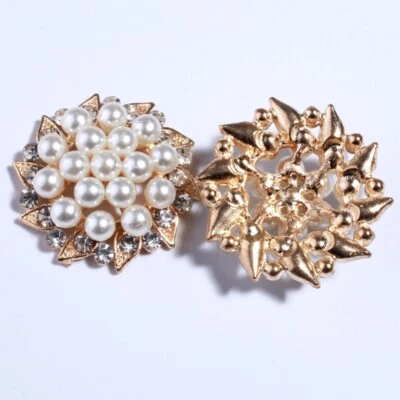 12PCS 30MM Vintage High Quality Round Sparking Ivory Pearl Buttons Embellishment - Image 1 of 3