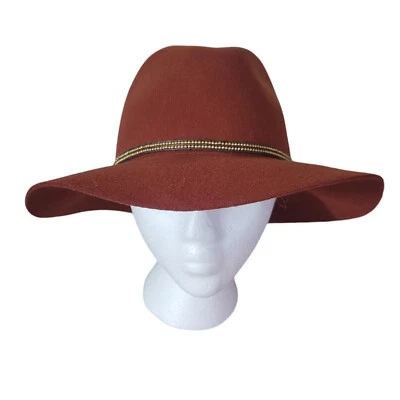 Sombrero de fieltro de lana con adornos de cuentas Lucky Brand rojo naranja talla única NUEVO otoño floppy boho Foto 1 de 4