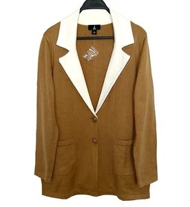 New NWT JASON WU Womens Small Sweater Cardigan Blazer Soft Knit Brown Stretch - Picture 1 of 4