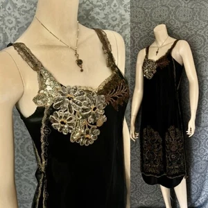 Vestido estilo tabardo Altered Couture años 20, cojo metálico, con cuentas, bordado - Imagen 1 de 10