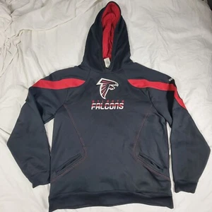 Reebok Atlanta Falcons Mens 2XL Black Red Hoodie Sweatshirt Pullover Winter Warm - Picture 1 of 9