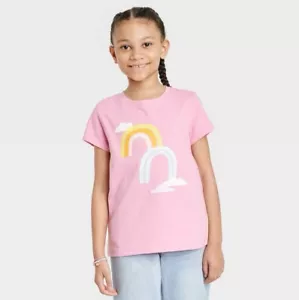Girl’s Cat & Jack T-shirt Short Sleeve Pink with Rainbow Size M (8) NWT - Picture 1 of 1