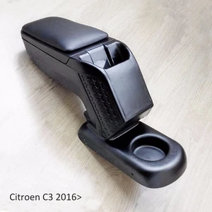 Reposabrazos consola central de coche caja de almacenamiento negra para Citroën C3 2016 2017 - Imagen 1 de 1