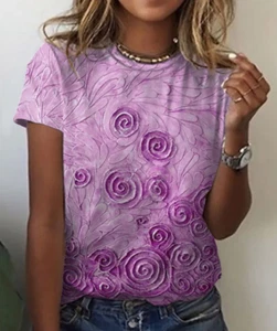 Damen T-Shirt Kurzarm Rosa/Flieder - Bild 1 von 6
