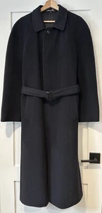 Vtg MANI Giorgio Armani 100% Wool Overcoat Mens 38 R Navy Made In Italy Saks - Picture 1 of 12