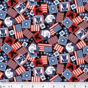 Sterne Flaggen Adlerköpfe & Liberty Bell 100 % Baumwollstoff verkauft von 1/4 Yard - Bild 1 von 1