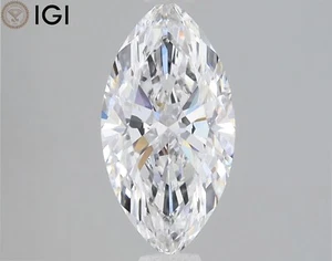 CVD Lab Grown 1.57 Cts MARQUISE Cut D Color VVS2 Clarity IGI Certified Diamond - Picture 1 of 10