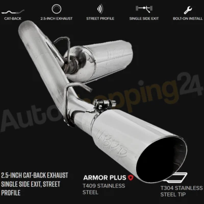 MBRP S5500409 Single Side Exhaust System for 00-06 Jeep Wrangler TJ 2.5L/4.0L Foto 1 de 2