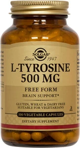 Solgar L-Tyrosine 500mg 100 Vegetable Capsules - Picture 1 of 1