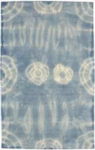 Modern Rug Blue Tie-Dye Style 5X8 Hand-Tufted Contemporary Wool Kids Room Carpet - Picture 1 of 14