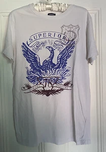Diesel Industry Superior T Shirt Unisex Size Small White Blue Eagle 100% Cotton - Picture 1 of 5