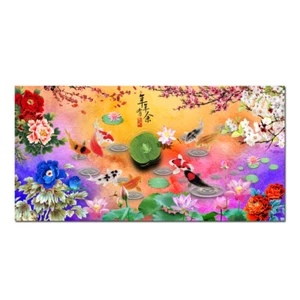 Art Wall Home Decor China's wind Feng Shui Koi Fish Painting Printed on Canvas - Picture 1 of 6