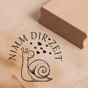 Stempel Nimm dir Zeit - Motivstempel Schnecke Herzen 38x38 Achtsamkeit Ruhe - Bild 1 von 2