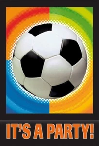 Football - Championship Soccer - "IT'S A PARTY" Invitations x 8 - Picture 1 of 1
