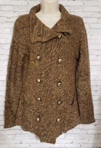 Yarn Art Womens Large knit sweater brown military style Buttons Pockets - Imagen 1 de 16