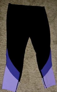 Tangerine Brand Black/purple/lavender Poly/spandex SZ L Leggings W30/L23 rise 9" - Picture 1 of 2