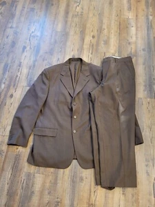 VINCI Men's Brown 2 Piece 3 Button Classic Fit Suit 44R Jacket 38R X 26 Pants - Picture 1 of 18