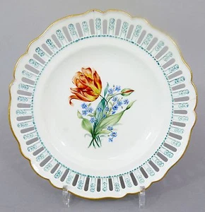 (MT360) Piatto Meissen con bordo apribile, decorazione floreale, Marcolini 1774-1814 - Foto 1 di 11