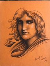 Vintage Josef M. Kozak Original Art “PORTRAIT DRAWING Of A MAN” Signed Unframed