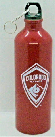 Colorado Rapids Soccer MLS Metal Water Bottle Clip on Lid 10" tall Burgundy Cover