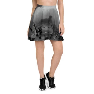 Gothic Haunted Cemetery Scene Skater Skirt Halloween Clothing - Picture 1 of 32