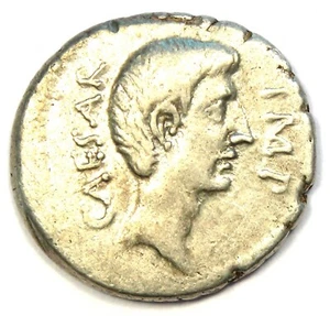 Octavian Augustus AR Denarius Silver Roman Coin 44-27 BC - Good VF (Very Fine) - Picture 1 of 2
