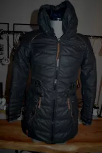 Naketano Jacke Damen Parker Winterjacke warm Anthrazit gewachst warm Gr M - Bild 1 von 17