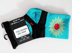 DeFeet® Sports Sock Turquoise w/Red and Yellow Sun Design Size Large