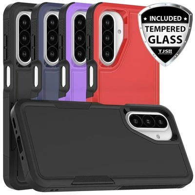 适用于三星 Galaxy A26 5G 外壳重型坚固双层保护套 + 钢化玻璃 — 第 1/4 张图片