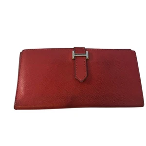 Hermès Bearn Classic Long Wallet Red Leather Gold Hardware 2004 - Bild 1 von 17