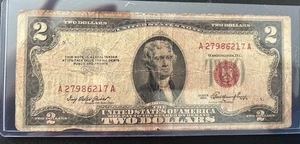 Rare 1953 $2 Bill Red Stamped A Series - Picture 1 of 16