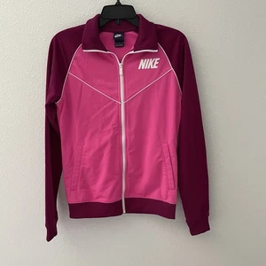 Nike Pink Magenta Color Block Zip Up Sweatshirt Track Jacket Women's Size Medium - Picture 1 of 11