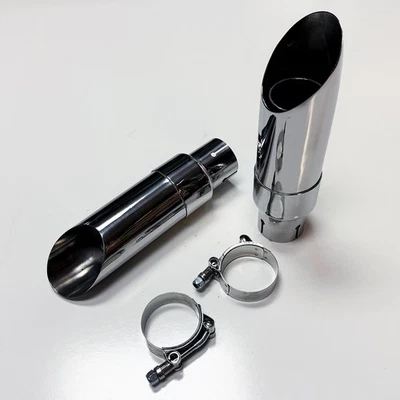 Shorty GP Exhaust Stainless Tips FOR Harley Davidson Road King 95-16 W/O Baffle - Image 1 of 2
