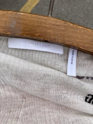 Helmet Lang Crop Top Long Sleeve White Tan Foto 1 de 4