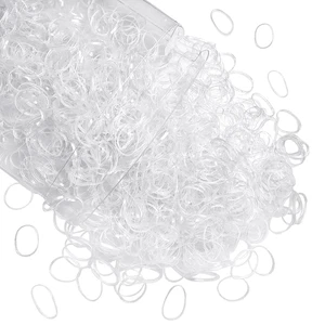 Fasce per capelli elastiche trasparenti 1500 pezzi mini fascia per capelli in gomma ammorbidisce piccola coda di cavallo Hol - Foto 1 di 11