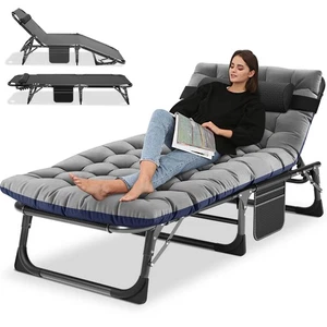 4-Fach Faltbarer,Gartenliege,Sonnenliege 190 x 68 x 30 cm, mit Matte, Kopfstütze - Bild 1 von 8