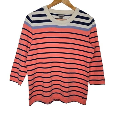 Suéter tejido cuello redondo a rayas bloques de colores Eddie Bauer para mujer talla grande Foto 1 de 4