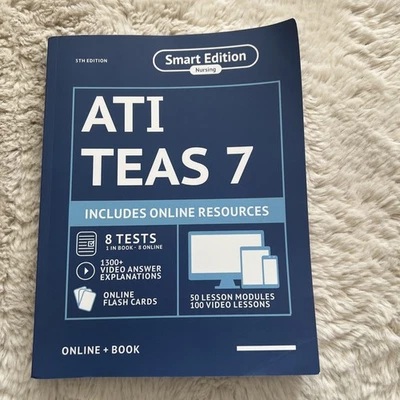 ATI TEAS 7 Study Guide: Smart Edition Nursing   5Th Ed PB/LN  FREE SHIP - Image 1 of 3