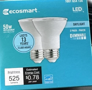 EcoSmart 50W Equivalent PAR20 Dimmable LED Light Bulb Daylight 2 Pack - Picture 1 of 3