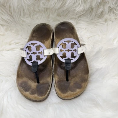 Sandalias Tory Burch Miller Cloud para mujer 7,5 M cuero lavanda chanclas de corcho Foto 1 de 4